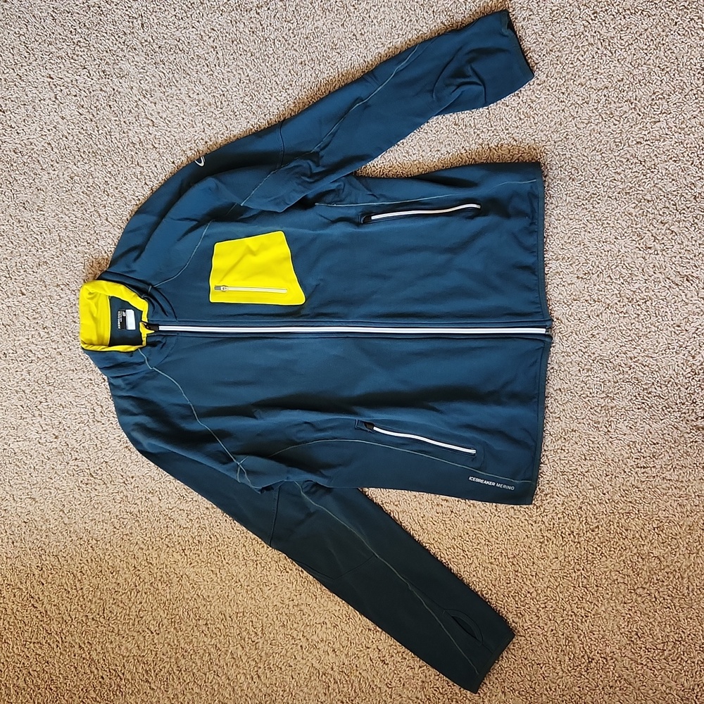Icebreaker Full Zip Sweater. Men's size Large. Blue/green.